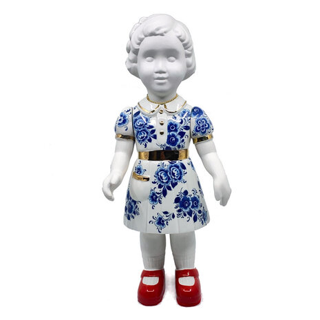 Lammers en Lammers - Jannelies met Jurk Delfts Blauw 50cm