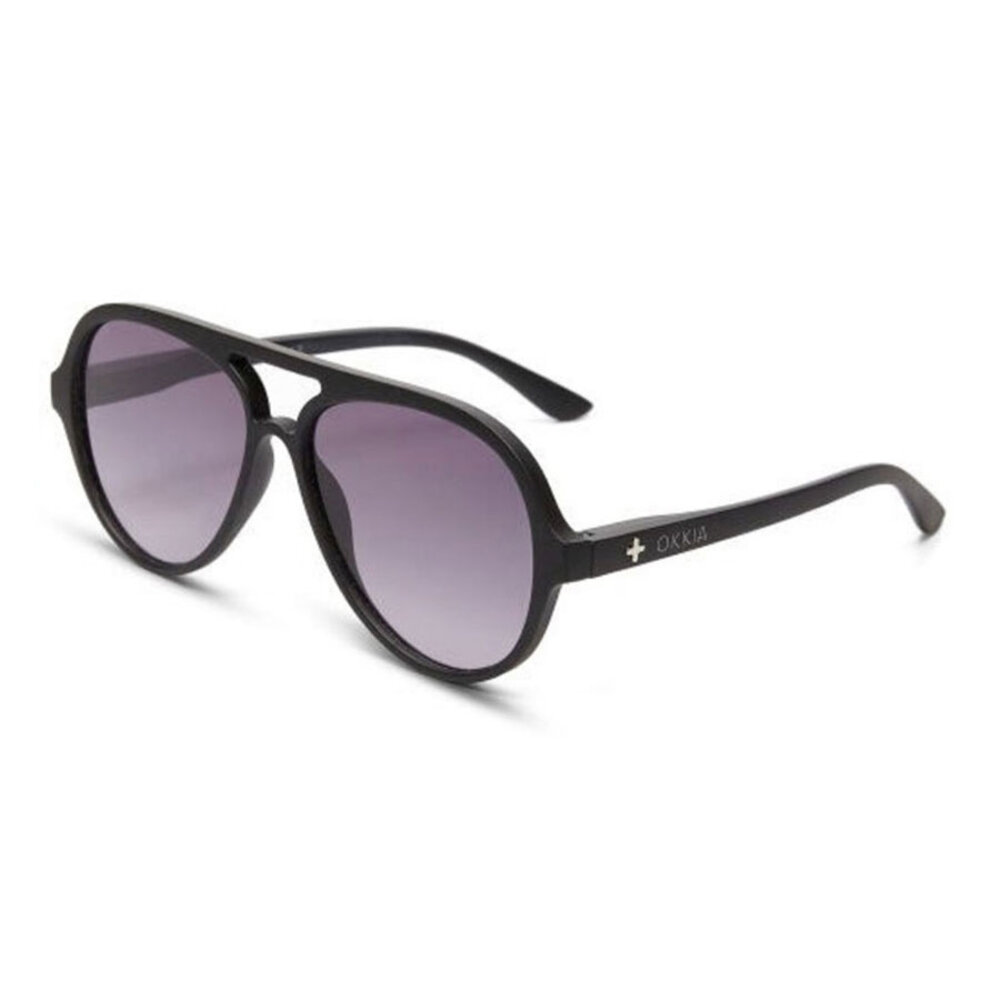 Okkia - Zonnebril ALESSIO Aviator Black met Donkere Gradient Lenzen en Veerpoten OK021-BK Okkia - Zonnebril ALESSIO Aviator Black met Donkere Gradient Lenzen en Veerpoten OK021-BK