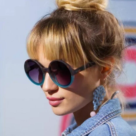 Okkia - Zonnebril MONICA Round Havana Blue OK014-HB Okkia - Zonnebril MONICA Round Havana Blue OK014-HB