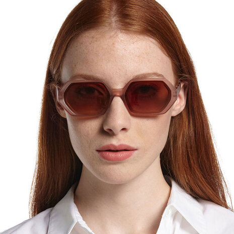 Okkia - Zonnebril ANDREA Small Hexagon Pink Havana OK022-PH