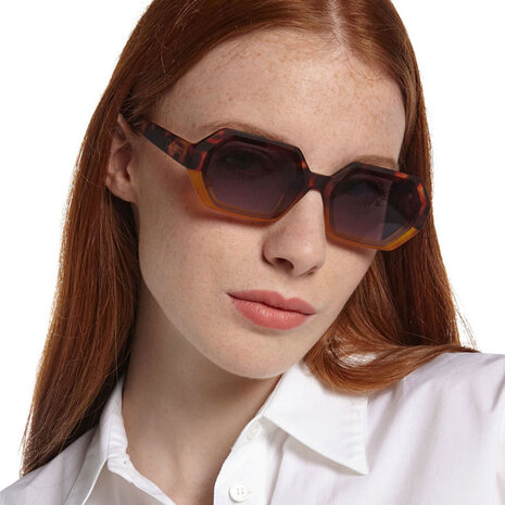 Okkia - Zonnebril ANDREA Small Hexagon Havana Yellow OK022-HY