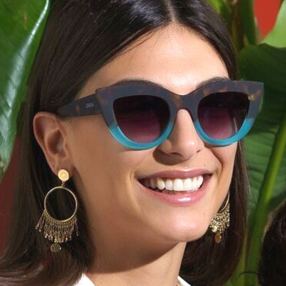 Okkia - Zonnebril CLAUDIA Big Cat-Eye Havana Blue OK013-HB