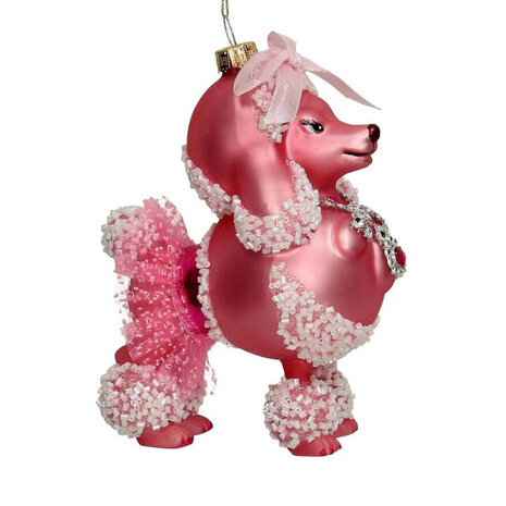 Melting Pot - Kerstbal Poedel Roze Glas 14cm 6110 Melting Pot - Kerstbal Poedel Roze Glas 14cm 6110
