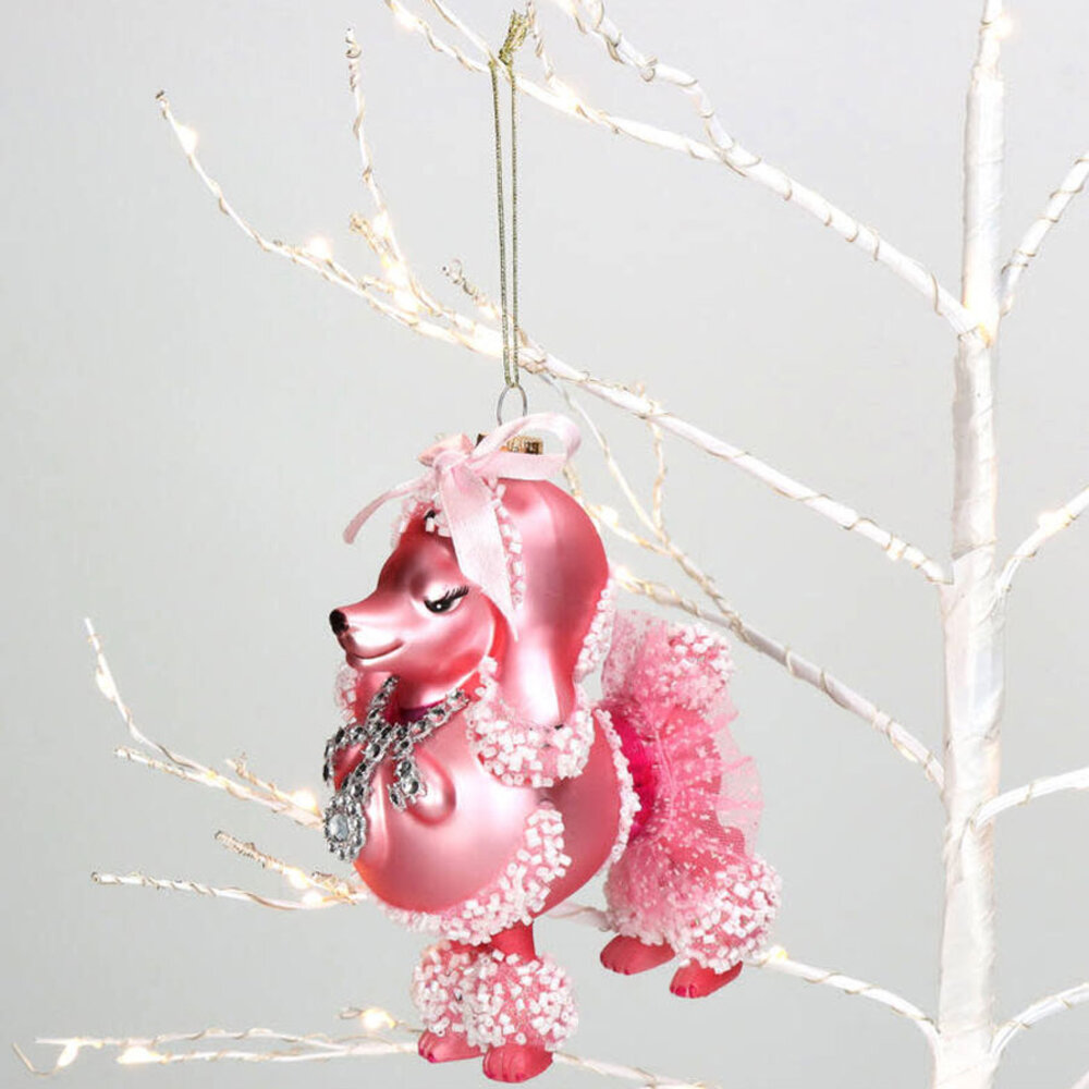 Melting Pot - Kerstbal Poedel Roze Glas 14cm 6110 Melting Pot - Kerstbal Poedel Roze Glas 14cm 6110