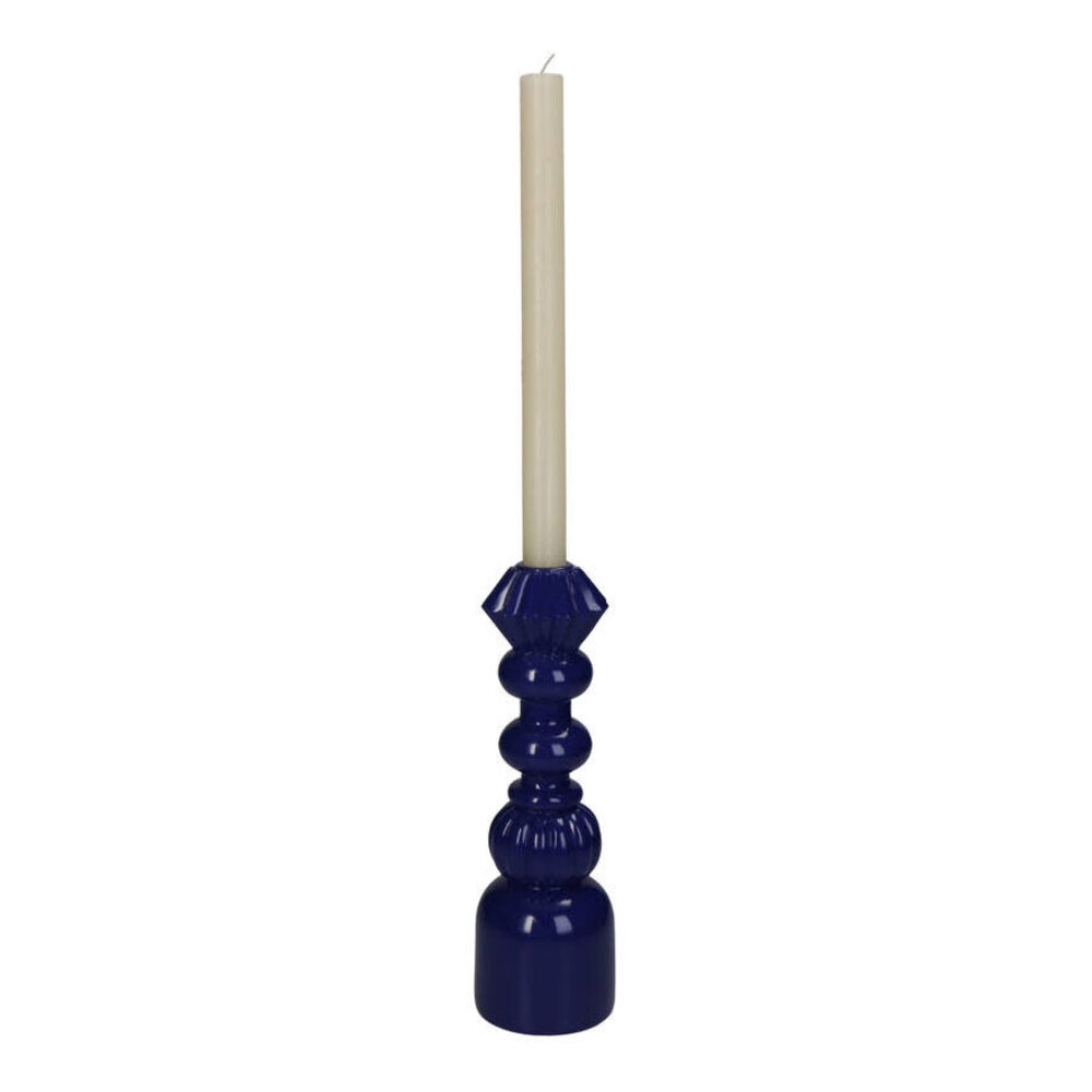 Melting Pot - Design Kandelaar Donker Blauw – Decoratieve Kaarsenhouder 25cm