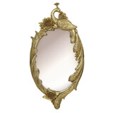 Melting Pot - Spiegel Ovaal Pauw en Bloemen Goud 29x55cm Melting Pot - Spiegel Ovaal Pauw en Bloemen Goud 29x55cm