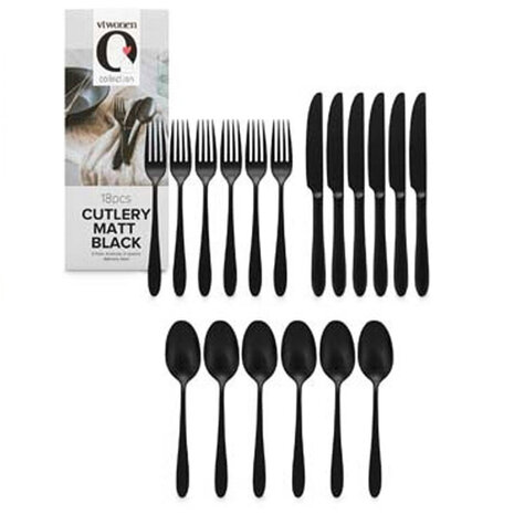 Vtwonen - Bestekset Metaal Mat Zwart 18-delig