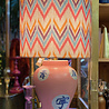 Melting Pot - Porseleinen Tafellamp Voet Roze met Blauwe Chinese Tekens 22x33cm