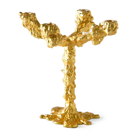 Pols Potten - Kandelaar Drip Goud Aluminium 28x32cm 4-Armen Pols Potten - Kandelaar Drip Goud Aluminium 28x32cm 4-Armen