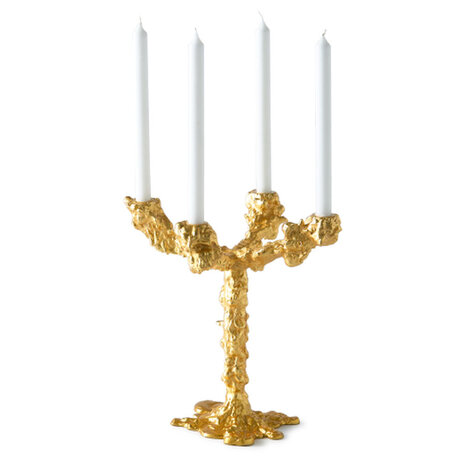 Pols Potten - Kandelaar Drip Goud Aluminium 28x32cm 4-Armen Pols Potten - Kandelaar Drip Goud Aluminium 28x32cm 4-Armen