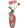 Melting Pot - Vaas Oranje met Bloemen Fijn Aardewerk 11x25cm Melting Pot - Vaas Oranje met Bloemen Fijn Aardewerk 11x25cm