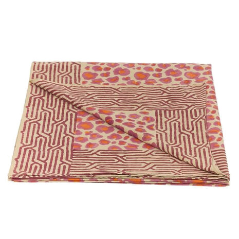 Doing Goods - Plaid & Kleed Leopard Roze Katoen XL 220x280cm met draagtas Doing Goods - Plaid & Kleed Leopard Roze Katoen XL 220x280cm met draagtas