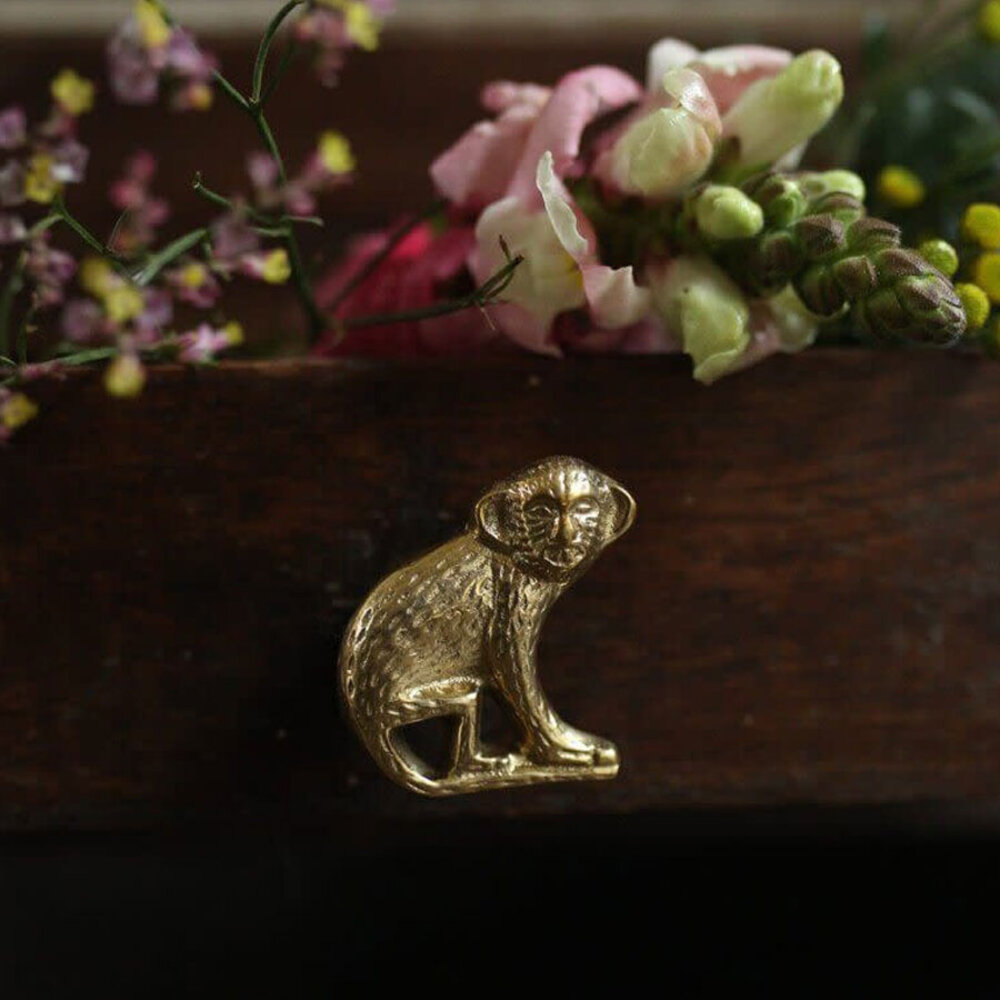 Doing Goods - Ladeknop Peppin Aap Links Messing 4.5x5cm Doing Goods - Ladeknop Peppin Aap Links Messing 4.5x5cm