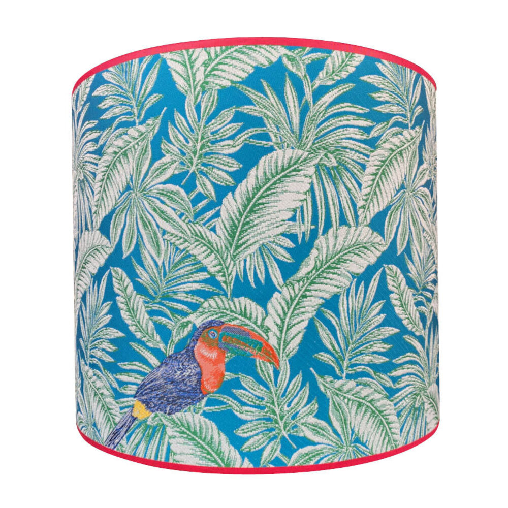 Melting Pot - Lampenkap Guyane Blauw met Vogels B35xH40cm
