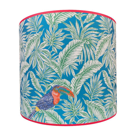 Melting Pot - Lampenkap Guyane Blauw met Vogels B35xH40cm