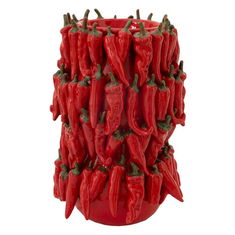 Melting Pot - Vaas Pepers Rood Keramiek B20xH36cm Melting Pot - Vaas Pepers Rood Keramiek B20xH36cm