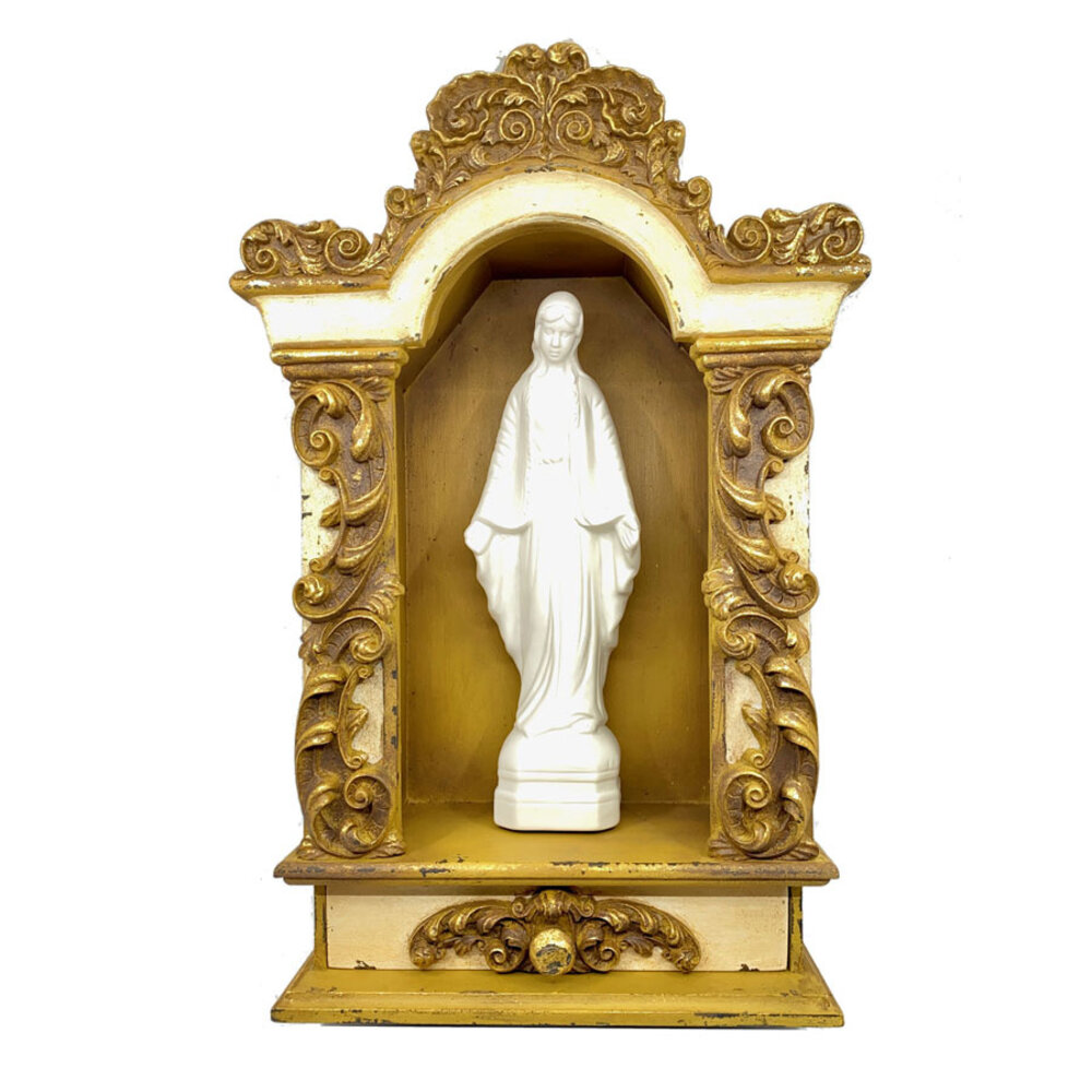 Melting Pot - Ornament / Houten Kastje Goud Creme Vintage look 31x48cm