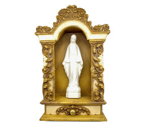 Melting Pot - Ornament / Houten Kastje Goud Creme Vintage look 31x48cm