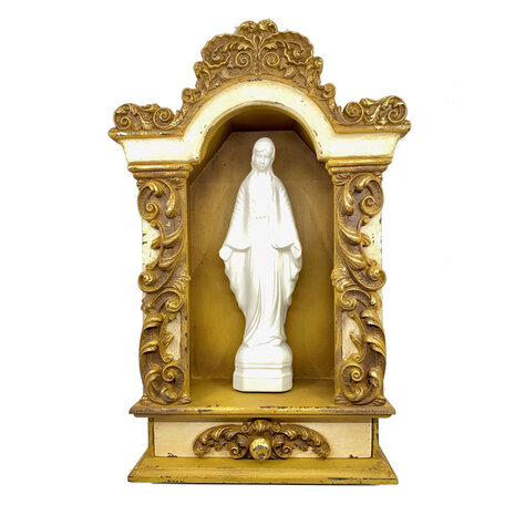 Melting Pot - Ornament / Houten Kastje Goud Creme Vintage look 31x48cm