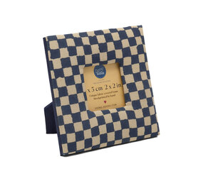 Doing Goods - Fotolijstje Rumi Blauw Beige Katoen 12x12cm fotomaat 5x5cm