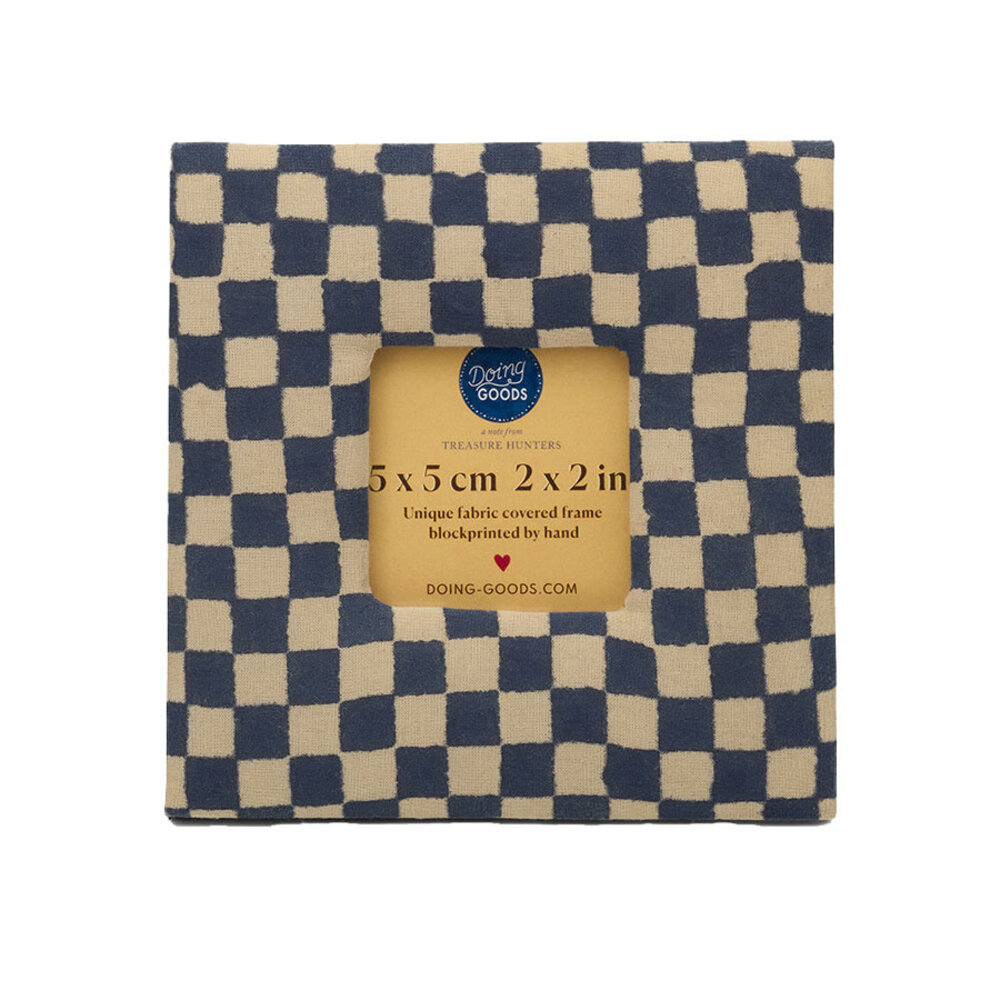Doing Goods - Fotolijstje Rumi Blauw Beige Katoen 12x12cm fotomaat 5x5cm