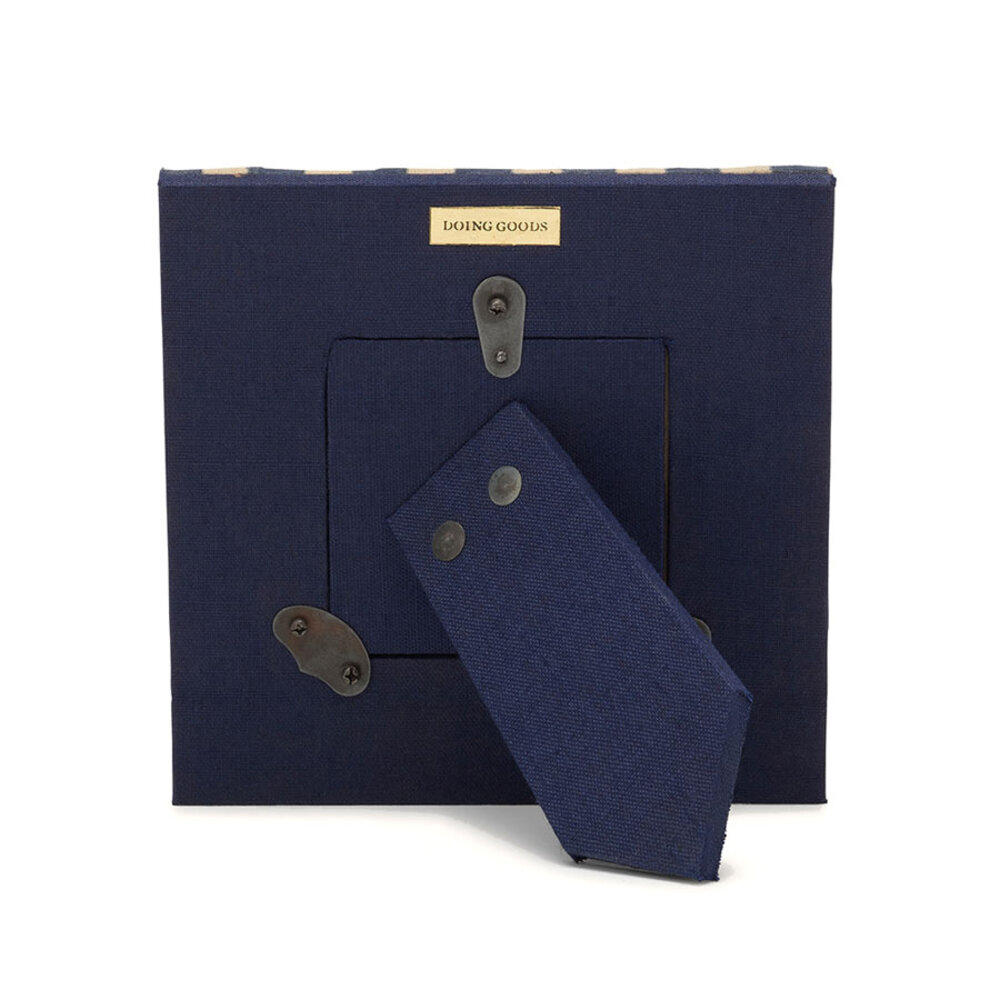 Doing Goods - Fotolijstje Rumi Blauw Beige Katoen 12x12cm fotomaat 5x5cm