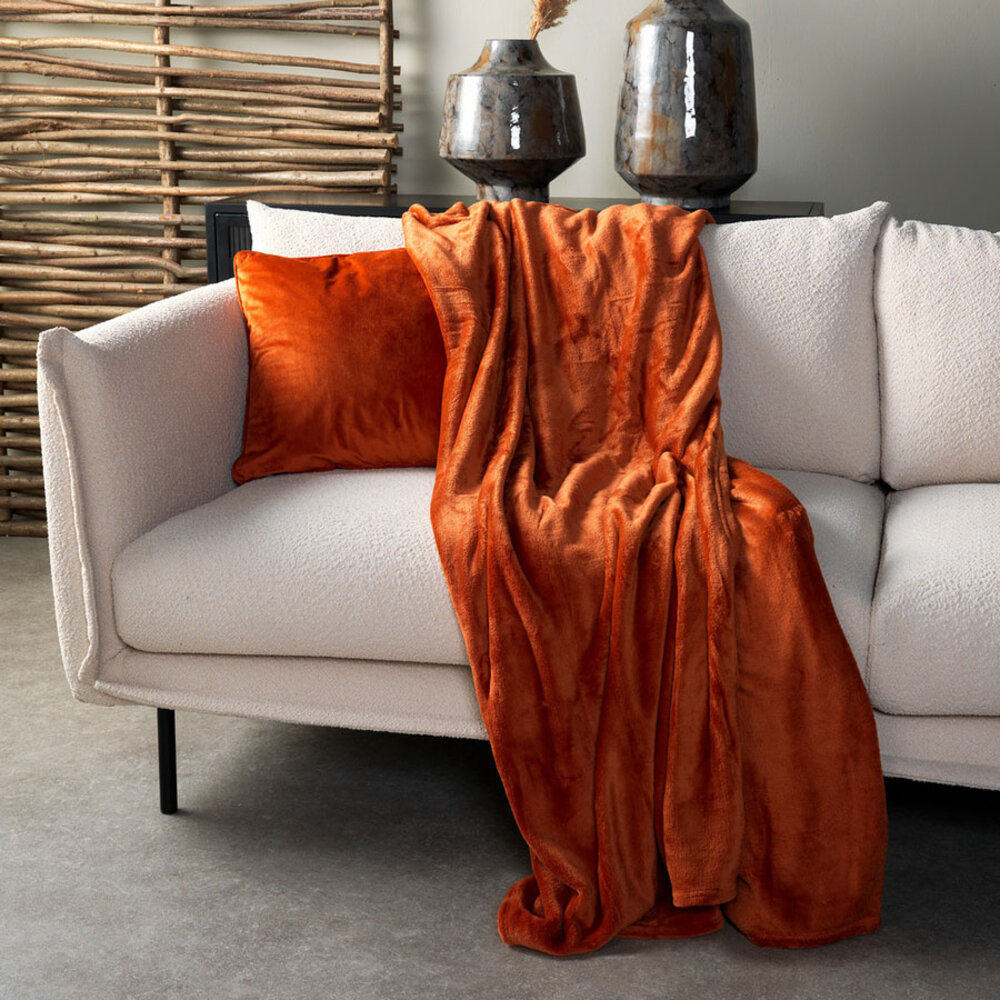 Melting Pot - Plaid Charlie Fleece XL 200x220cm Potters Clay Oranje