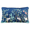 Diga Colmore Kussen Kraanvogels en Bloemen Blauw Velours 60x35cm Diga Colmore Kussen Kraanvogels en Bloemen Blauw Velours 60x35cm