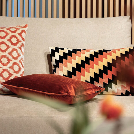 Melting Pot - Kussen Francesco Oranje Beige Zwart 50x30cm Melting Pot - Kussen Francesco Oranje Beige Zwart 50x30cm