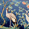 Diga Colmore Kussen Kraanvogels en Bloemen Blauw Velours 60x35cm Diga Colmore Kussen Kraanvogels en Bloemen Blauw Velours 60x35cm