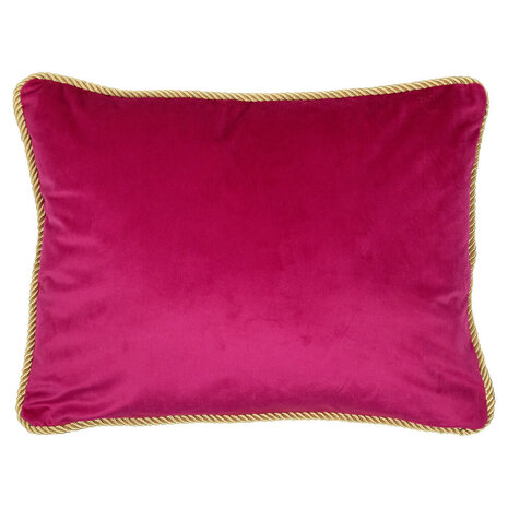 Mars & More - Sierkussen Fuchsia Fluweel 45x35cm gouden bies Mars & More - Sierkussen Fuchsia Fluweel 45x35cm gouden bies