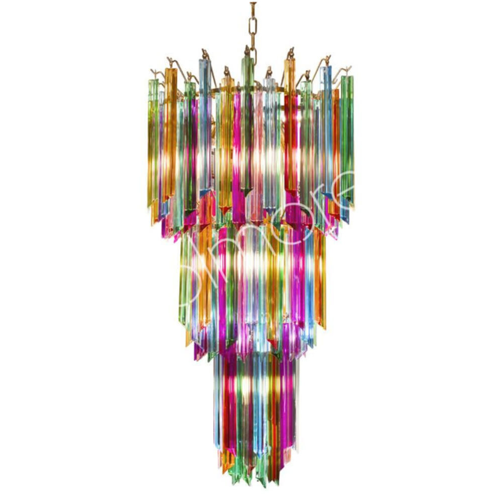 Colmore - Lamp Kroonluchter Pegels Multicolor Glas 47x74cm 3-laags
