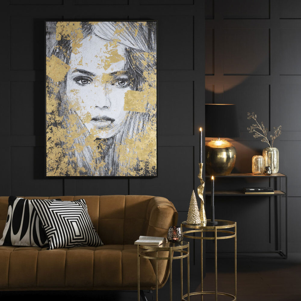 Melting Pot - Schilderij Vrouw in Goud 103x143cm ingelijst Melting Pot - Schilderij Vrouw in Goud 103x143cm ingelijst
