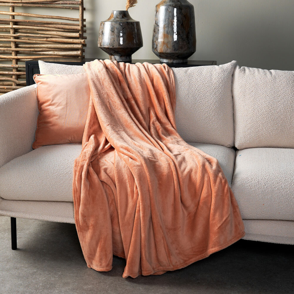 Melting Pot - Plaid Charlie Fleece XL 200x220cm Muted Clay Zalm Melting Pot - Plaid Charlie Fleece XL 200x220cm Muted Clay Zalm