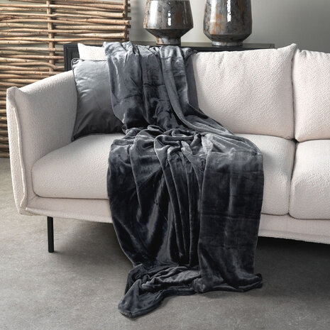 Melting Pot - Plaid Charlie Fleece XL 200x220cm Charcoal Grijs Melting Pot - Plaid Charlie Fleece XL 200x220cm Charcoal Grijs