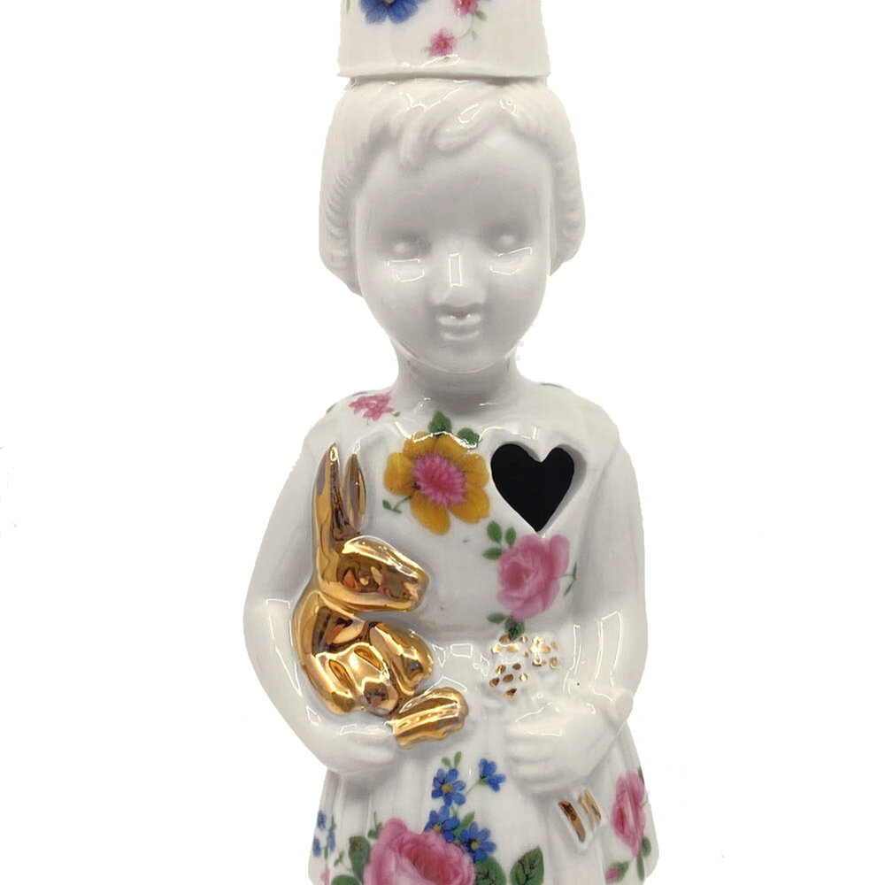 Lammers en Lammers - Klein Meisje Puntmuts Bloemen H20cm