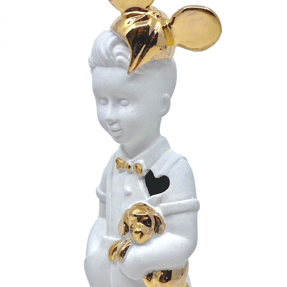 Lammers en Lammers - Kleine Jongen Wit Mickey Oortjes 17cm