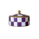 Melting Pot - Doosje Lila/Wit Geblokt Messing/Schelpen 5x3.5cm Melting Pot - Doosje Lila/Wit Geblokt Messing/Schelpen 5x3.5cm