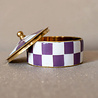 Melting Pot - Doosje Lila/Wit Geblokt Messing/Schelpen 9x5cm Melting Pot - Doosje Lila/Wit Geblokt Messing/Schelpen 9x5cm