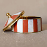 Melting Pot - Doosje Oranje/Wit Gestreept Messing/Schelpen 9x6cm Melting Pot - Doosje Oranje/Wit Gestreept Messing/Schelpen 9x6cm