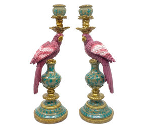 Werns - Kandelaar Papegaai Donker Roze 14x40cm in 2 vormen Werns - Kandelaar Papegaai Donker Roze 14x40cm in 2 vormen