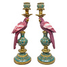 Werns - Kandelaar Papegaai Donker Roze met Gouden Details 14x40cm - Decoratieve Kaarsenhouder Werns - Kandelaar Papegaai Donker Roze met Gouden Details 14x40cm - Decoratieve Kaarsenhouder