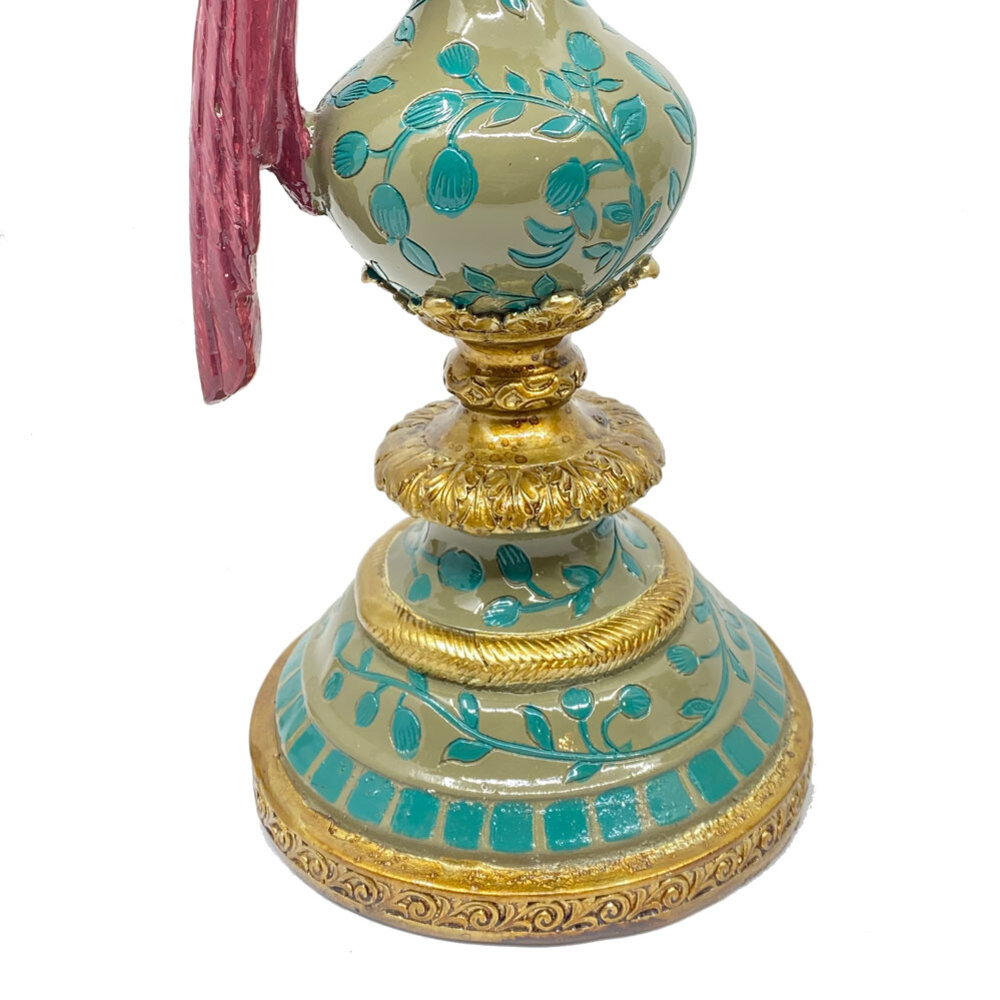 Werns - Kandelaar Papegaai Donker Roze met Gouden Details 14x40cm - Decoratieve Kaarsenhouder Werns - Kandelaar Papegaai Donker Roze met Gouden Details 14x40cm - Decoratieve Kaarsenhouder