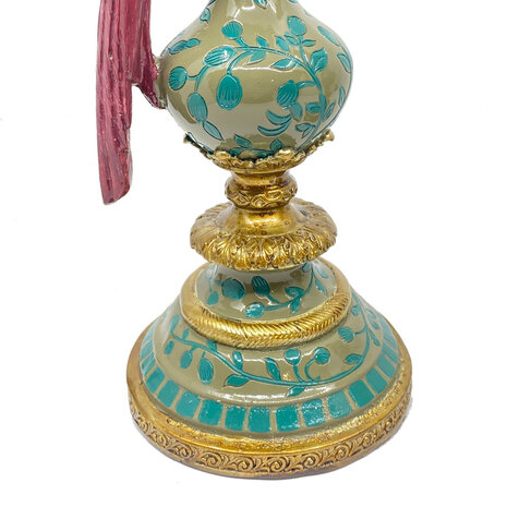 Werns - Kandelaar Papegaai Donker Roze met Gouden Details 14x40cm - Decoratieve Kaarsenhouder Werns - Kandelaar Papegaai Donker Roze met Gouden Details 14x40cm - Decoratieve Kaarsenhouder
