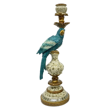 Werns - Kandelaar Papegaai Turquoise 14x40cm in 2 vormen Werns - Kandelaar Papegaai Turquoise 14x40cm in 2 vormen