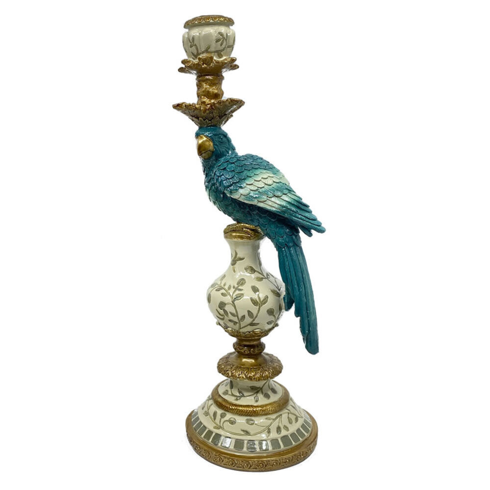 Werns - Kandelaar Papegaai Turquoise 14x40cm in 2 vormen Werns - Kandelaar Papegaai Turquoise 14x40cm in 2 vormen