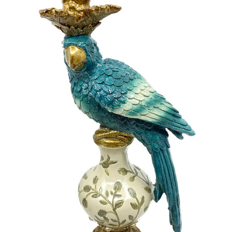 Werns - Kandelaar Papegaai Turquoise met Gouden Details 14x40cm - Links of Rechts Werns - Kandelaar Papegaai Turquoise met Gouden Details 14x40cm - Links of Rechts
