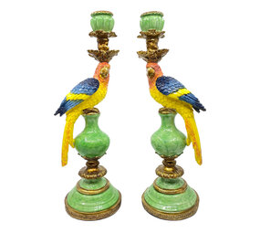 Werns - Kandelaar Papegaai Multicolor 14x40cm in 2 vormen Werns - Kandelaar Papegaai Multicolor 14x40cm in 2 vormen