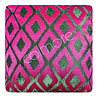 Colmore - Sierkussen Fuchsia Groen Fluweel Geweven Glanskatoen 50x50cm
