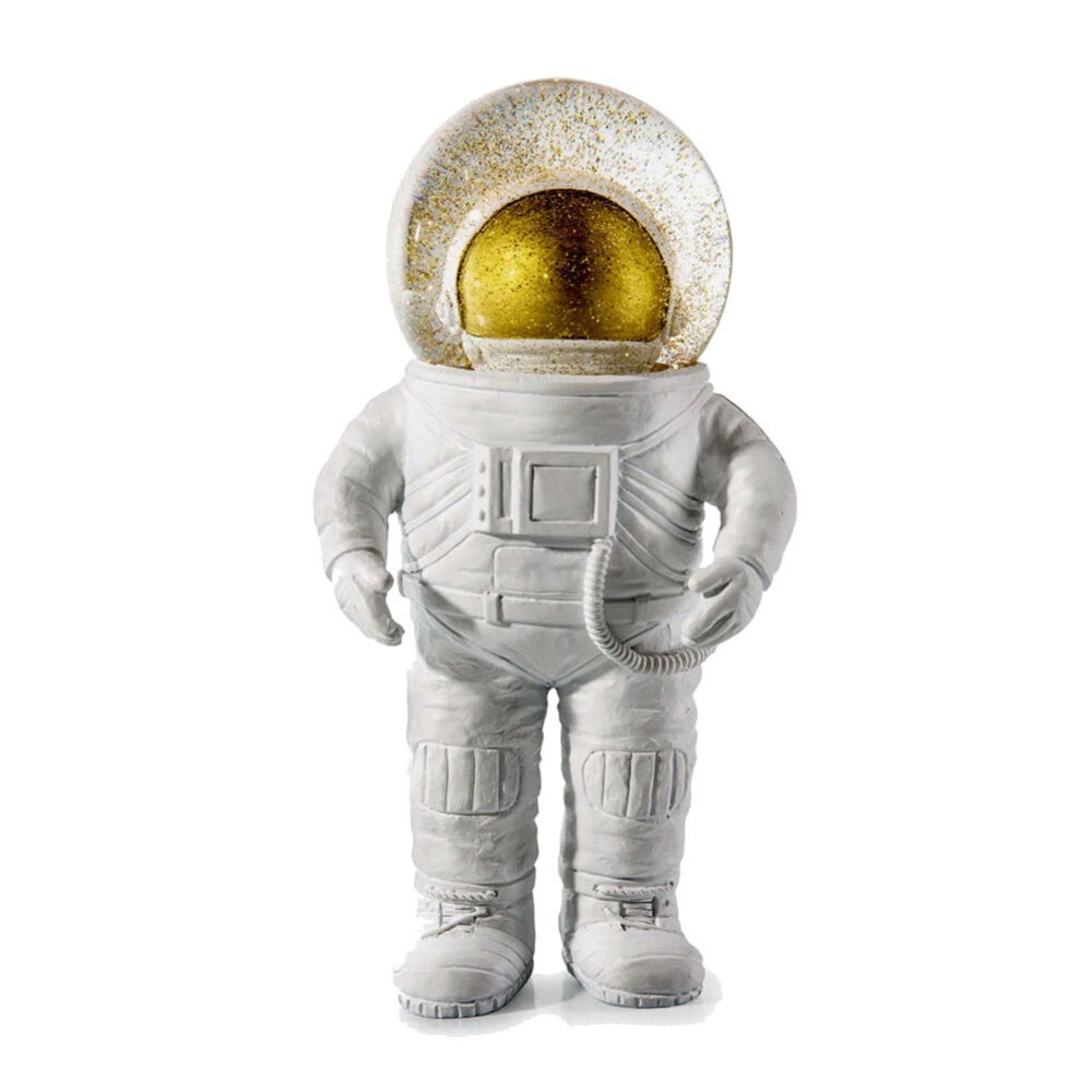 Donkey - Beeldje Astronaut met Sneeuwbol Wit 9x18cm